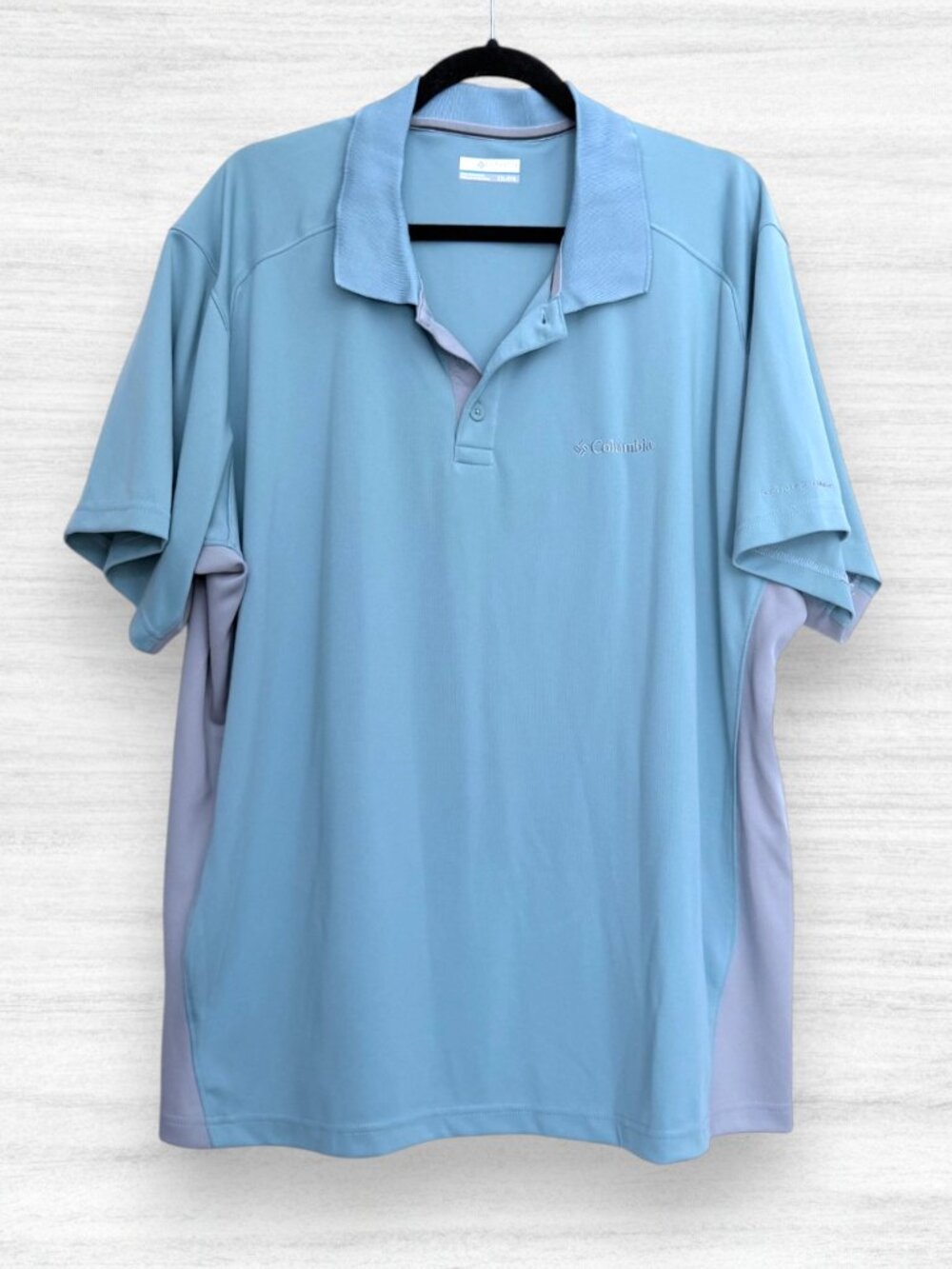Columbia Horseshoe Omni-Shade Blue Colorblock Golf Polo Shirt Lightweight XXL